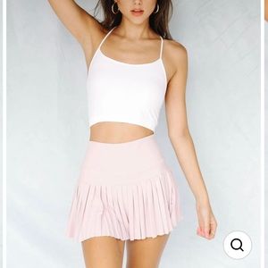 Gold Hinge Baby Pink Pleated Tennis Skirt